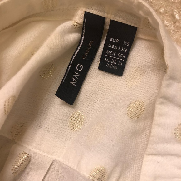 Mng mango cream polka dot long sleeve shirt xxs - Picture 6 of 6